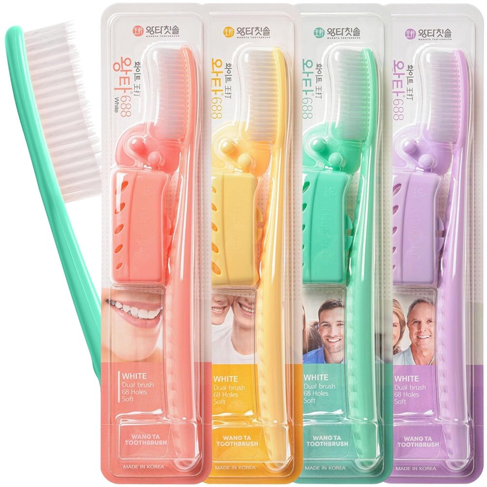 WANGTA Toothbrush Case, Soft, 4-Pack, V-Shape