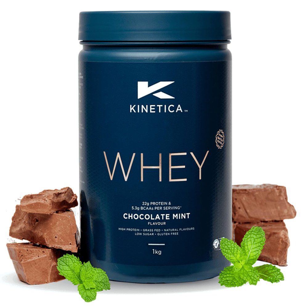 Kinetica Sports Whey Protein Powder - Chocolate Mint, 1 kg, 33 Servings | 23 g Protein, 5.5 g BCAA Amino Acids & 4.32 g Glutamine | Recovery Shake for Optimal Nutrition | WADA & Informed Sport Approved