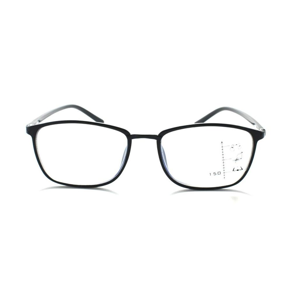 Unisex Full-Frame Reading Glasses, Blue-Light Blocking, Anti-Glare, Spring Hinges, Stylish Readers (Color: Black, Size: 1.0)