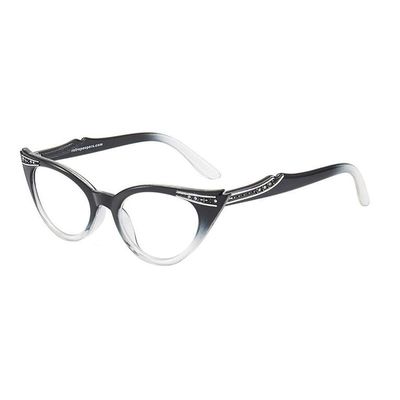 Unisex Cat-Eye Reading Glasses, Blue-Light Blocking, Frameless, Lightweight, Black, +2.5