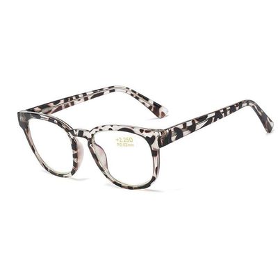 Unisex Big-Frame Reading Glasses with Blue-Light Blocking and UV Protection, Leopard, +1.50