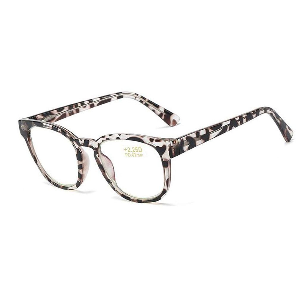 Unisex Big-Frame Reading Glasses with Blue-Light Blocking and UV Protection, Leopard, +1.50