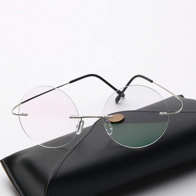 MANG Bifocal Reading Glasses, Rimless Retro Round Full-Rim Blue-Light-Filtering Computer Glasses, Unisex