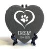 TULLUN Personalized Heart-Shaped Slate Pet Grave Marker with Stand, 10 x 10 cm view 1