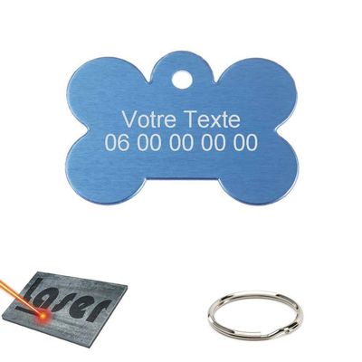 Mygoodprice Bone Tag for Pets, Customizable, 40 x 28 mm, Blue