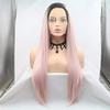 Pink Synthetic Lace Front Wig, Straight/Wavy Layered Style, 150% Density, 24 Inches view 1