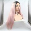 Pink Synthetic Lace Front Wig, Straight/Wavy Layered Style, 150% Density, 24 Inches view 2