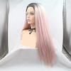 Pink Synthetic Lace Front Wig, Straight/Wavy Layered Style, 150% Density, 24 Inches view 3