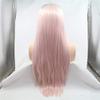 Pink Synthetic Lace Front Wig, Straight/Wavy Layered Style, 150% Density, 24 Inches view 4