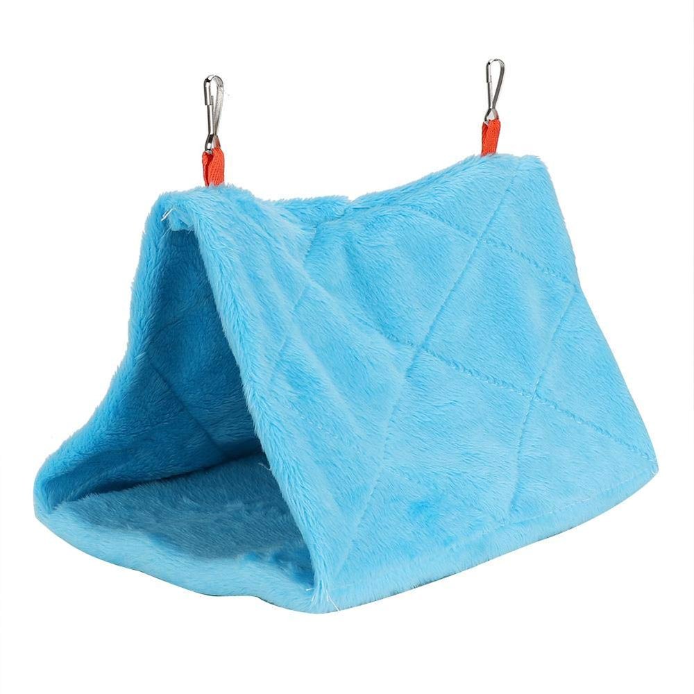 Zerodis Pet Triangle Hammock, Cotton Breathable Hammock Toy Swing Sleeping Bag for Hamsters, Rats, Squirrels, Chinchillas, Parrots and Other Small Pets (M-Light Blue)