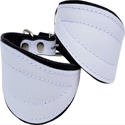 Sighthound Podenco Greyhound Collar, 32–37 cm Neck, 40 mm, White-Black Leather