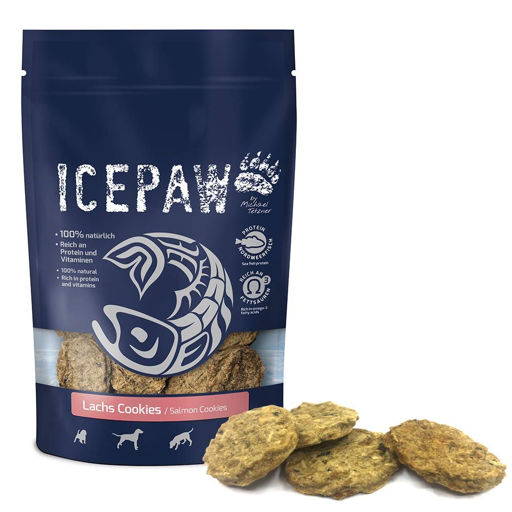 ICEPAW Salmon Cookies, Baked Snack for Dogs, 100 g
