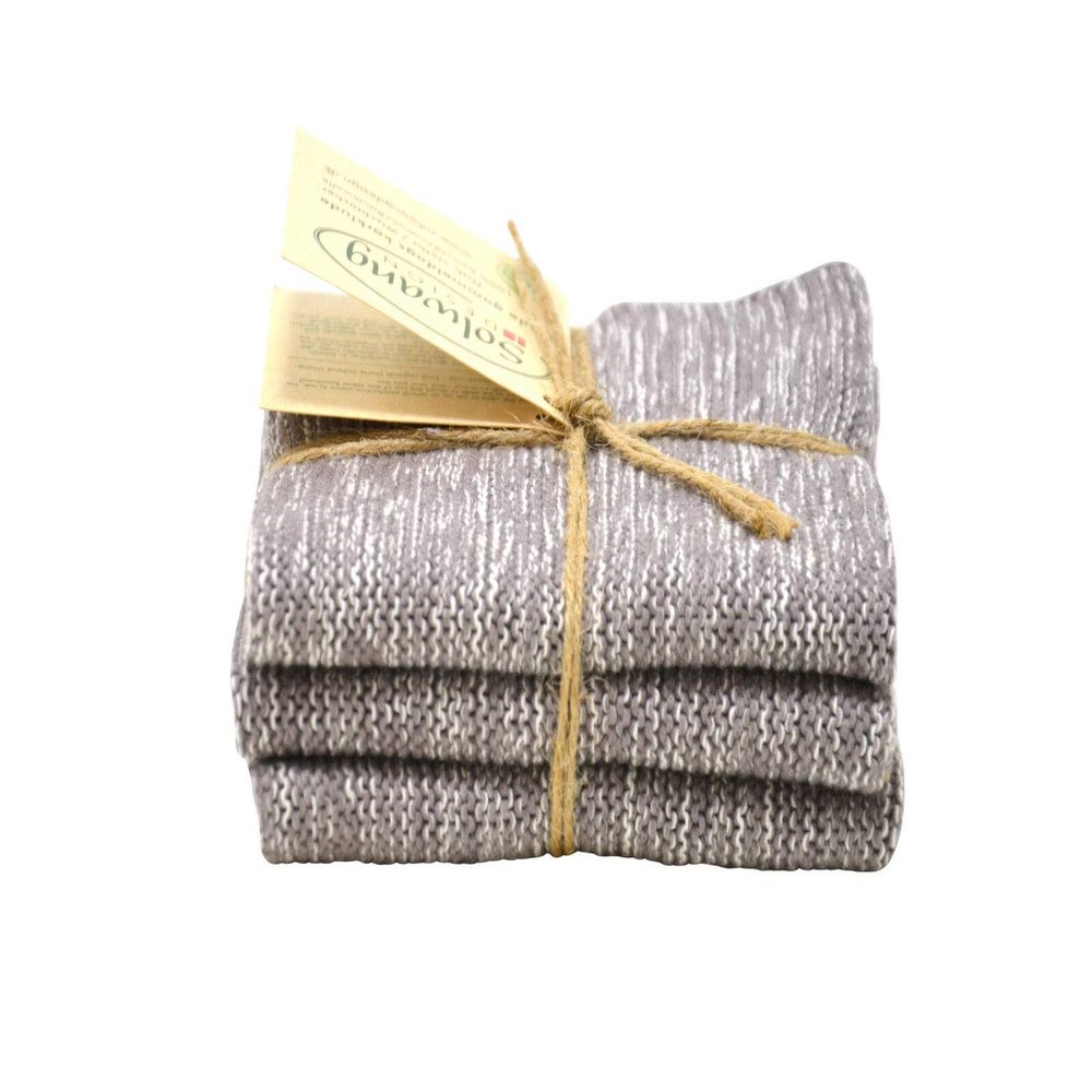 Solwang Organic Cleaning Cloths, Cream/Gray, 3-Pack