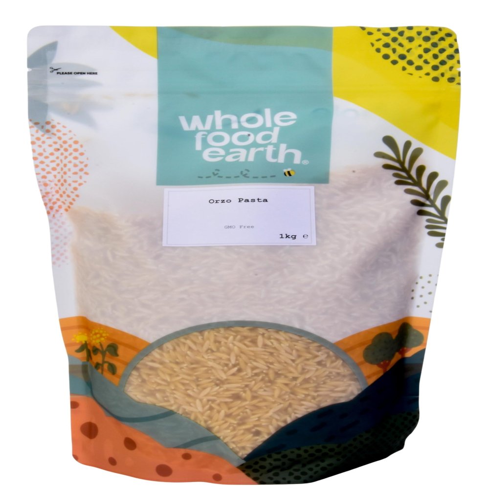 Wholefood Earth Orzo Pasta - GMO-Free, Vegan, Dairy-Free, No Added Sugar, 1 kg