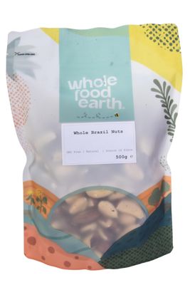 Wholefood Earth Whole Brazil Nuts 500 g | GMO-Free | Natural | Source of Fiber