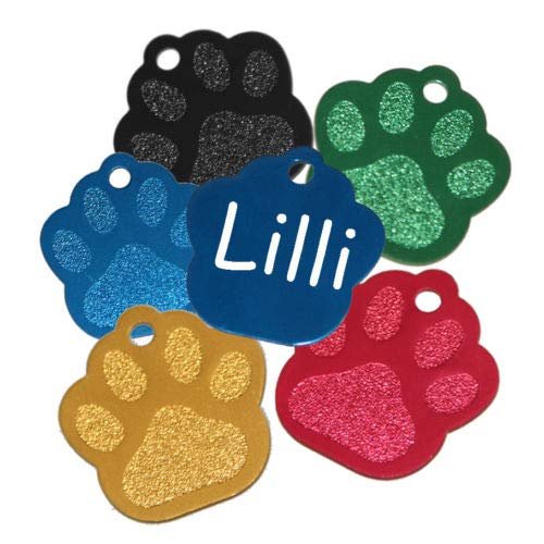 Personalized Dog Tag in Paw Shape (Green)