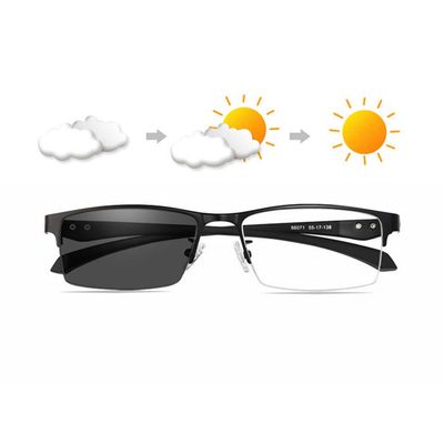 MANG Men's Semi-Rimless Reading Glasses, Bifocal Progressive, Photochromic