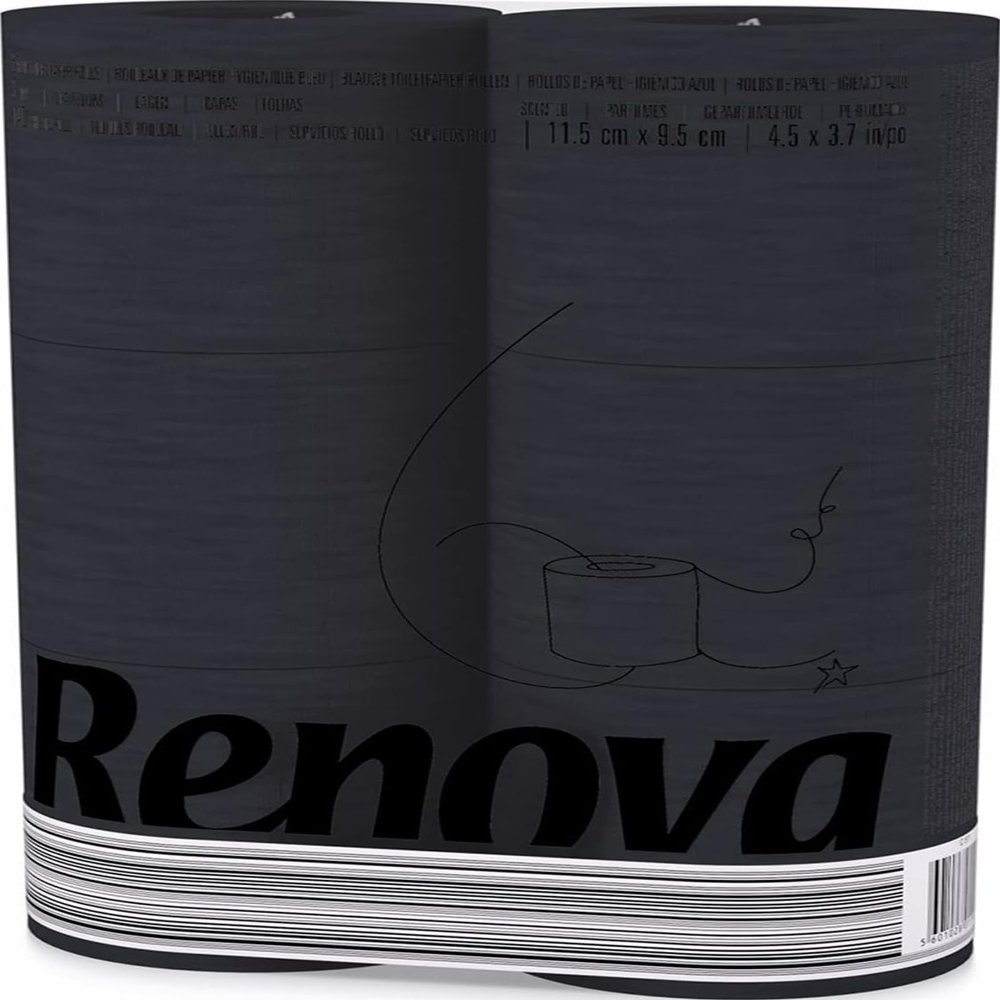 Renova Black Label Black Toilet Paper (6 Rolls)