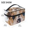 Hengpai Cosmetic Bag with Puppy and English Bulldog Design, for Travel, Makeup, Train view 2
