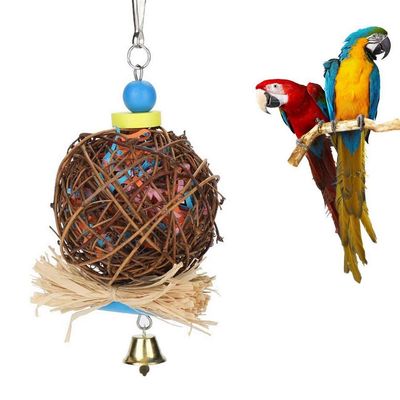 Bird Chew Toy with Rattan Ball and Bell