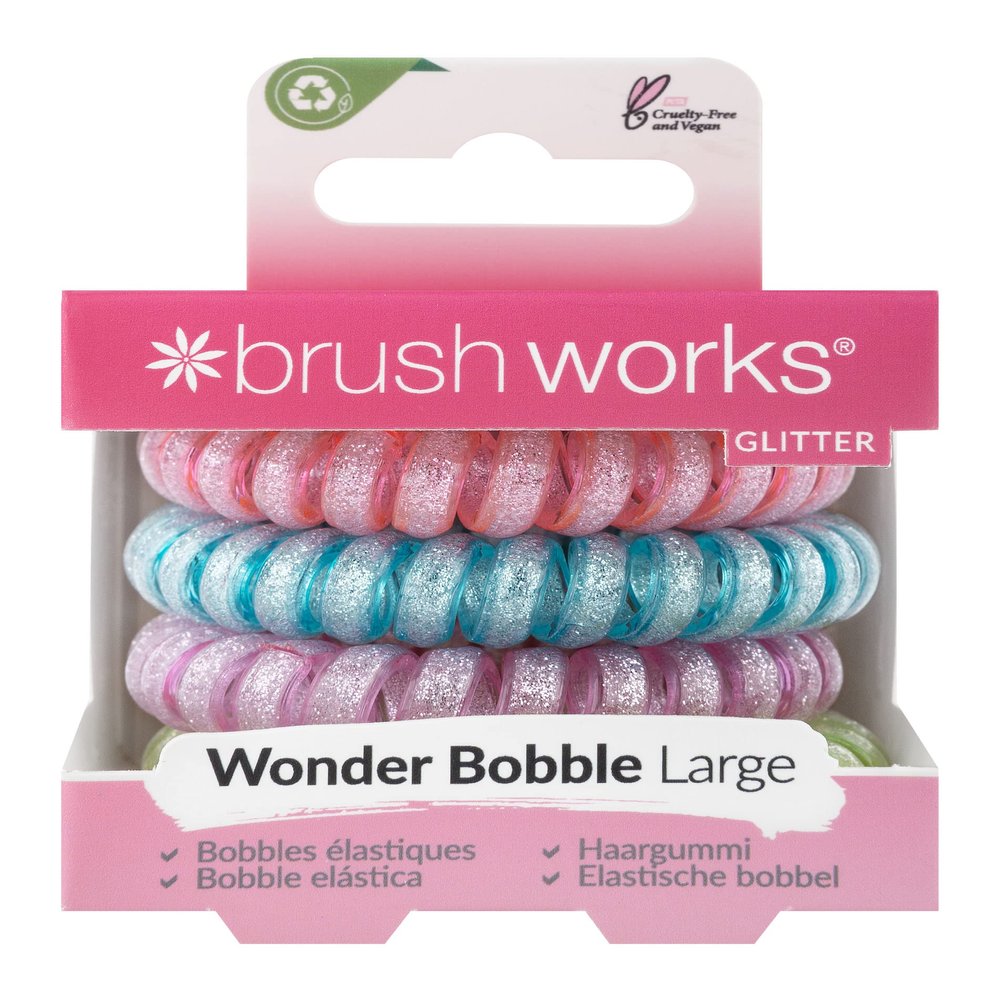 Brushworks Glitter Hair Wonder Bobbles, Large, 5-Piece Set, 100 g