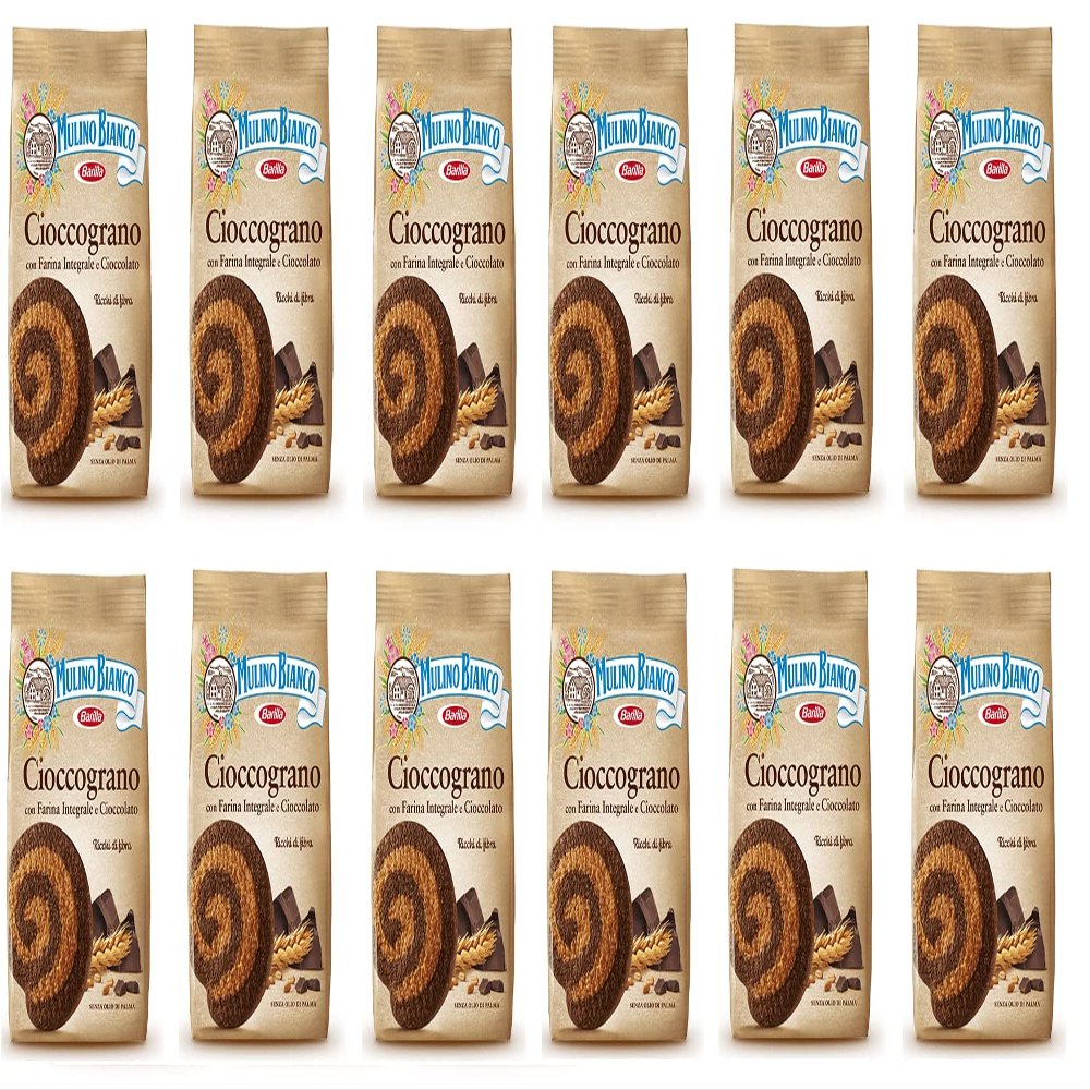 12x Mulino Bianco Cioccograno Whole Grain Chocolate Biscuits, 350 g