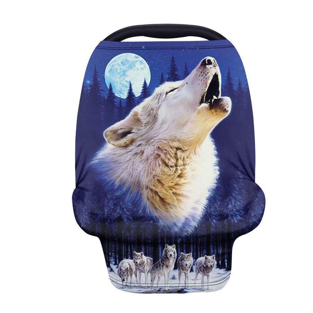 Showudesigns Baby Car Seat Cover, Wolf Print, Nursing Cover