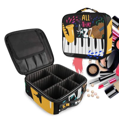 Jazzpiano Makeup Bag with Zipper and Adjustable Dividers
