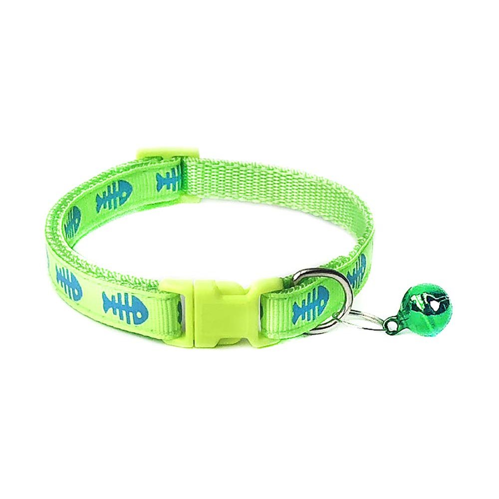 Bodhi2000 Dog Cat Fish Bone Print Breakaway Collar with Bell