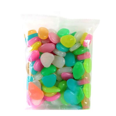 Cestor 100 Glow-in-the-Dark Pebbles, Mixed Colors, for Aquariums, Gardens, Paths, and Yards