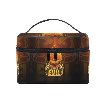 Evil Fire Skull Makeup Bag Organizer with Zipper