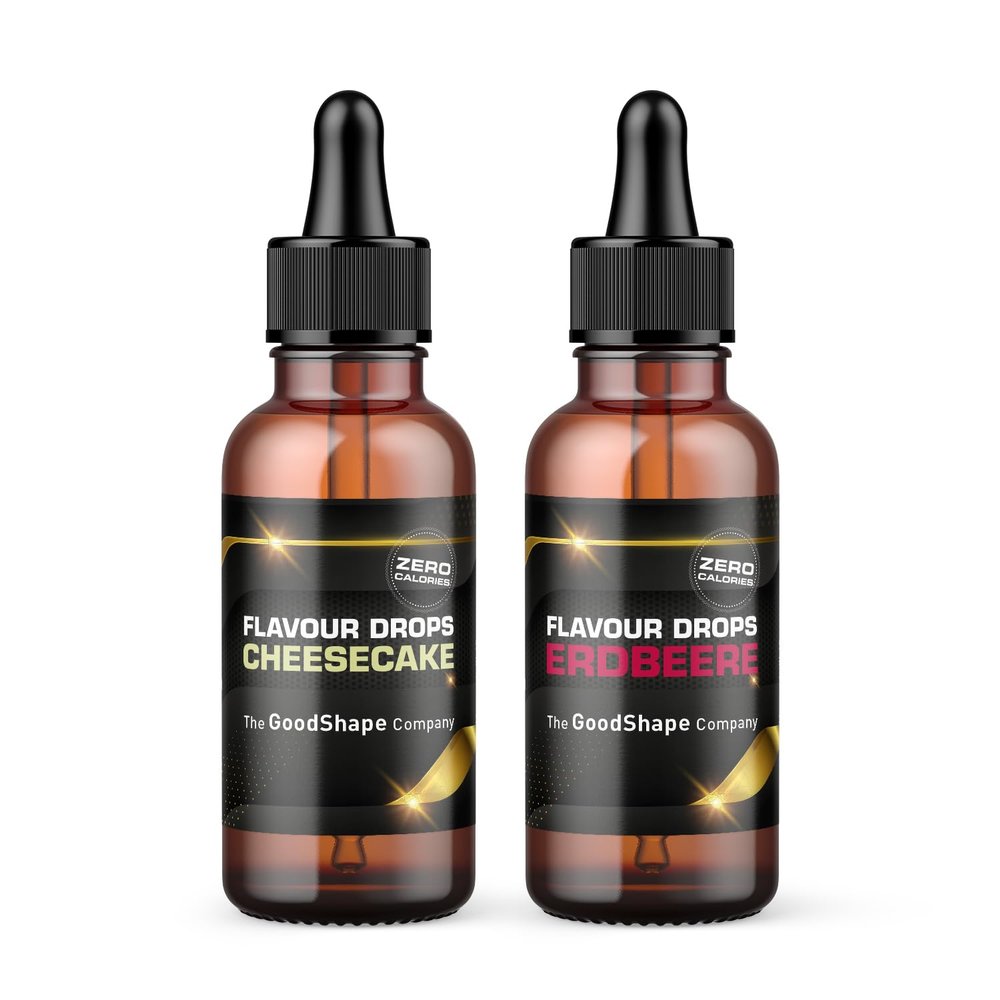 Sugar-Free Flavor Drops 50 ml – 2 x 50 ml Set – Cheesecake & Strawberry | Zero-Calorie Drops for Sweetening with Pipette | Vegan | For Plain Yogurt, Porridge or Quark