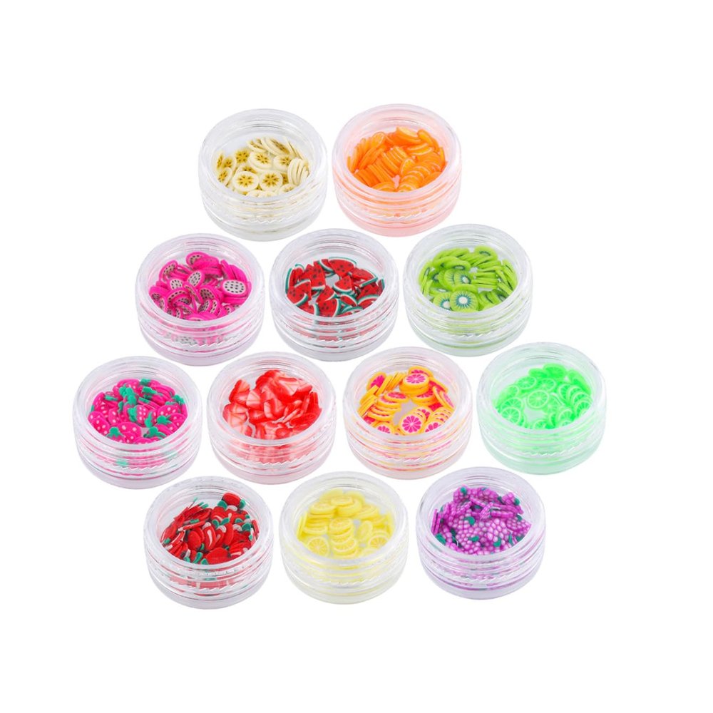 Fruit Slice Nail Decorations, 1 Set, 12 Designs, Plastic