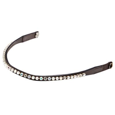 PresTeq ShineBright Browband for FaySport Bridle, Genuine Swarovski Crystals (Thoroughbred, Brown/White)