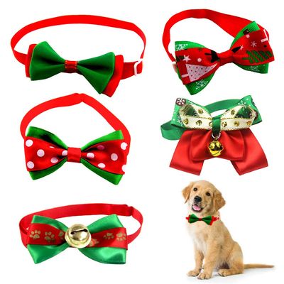 Adjustable Christmas Bow Tie for Pets, 5 Pack