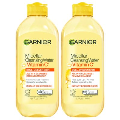 Garnier SkinActive Micellar Water with Vitamin C, Facial Cleanser & Makeup Remover, 13.5 fl oz, 2 Count
