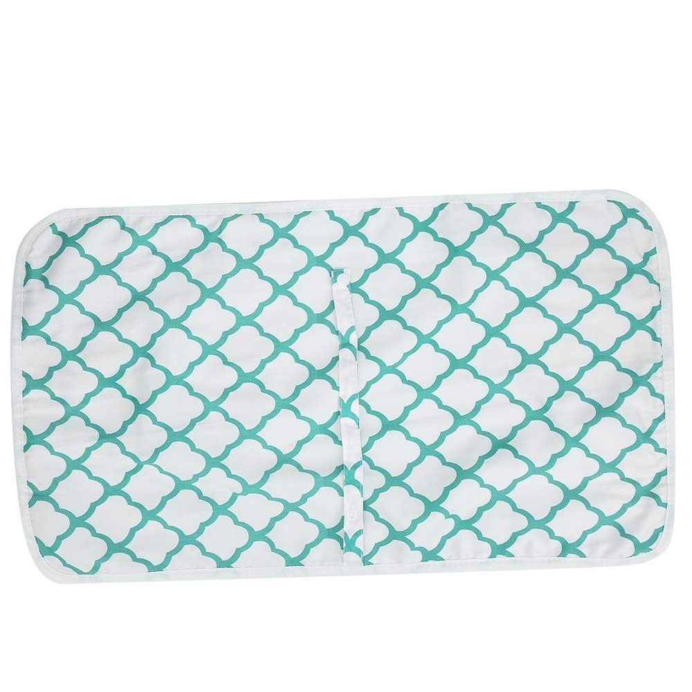 Portable Foldable Cotton Baby Diaper Changing Pad, Washable and Reusable, Green Geometric