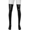 Kaerm Men's Open-Crotch Wet-Look Bulge Pouch Underwear and Thigh-High Stockings Set, Black, XL view 2