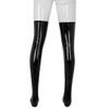 Kaerm Men's Open-Crotch Wet-Look Bulge Pouch Underwear and Thigh-High Stockings Set, Black, XL view 4