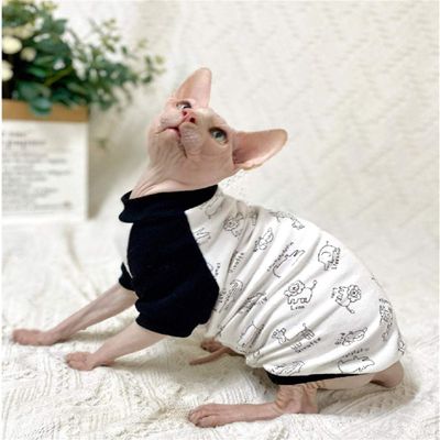 ZHIHAN Sphynx Cat Clothing, Cotton T-Shirt, Color 1, M