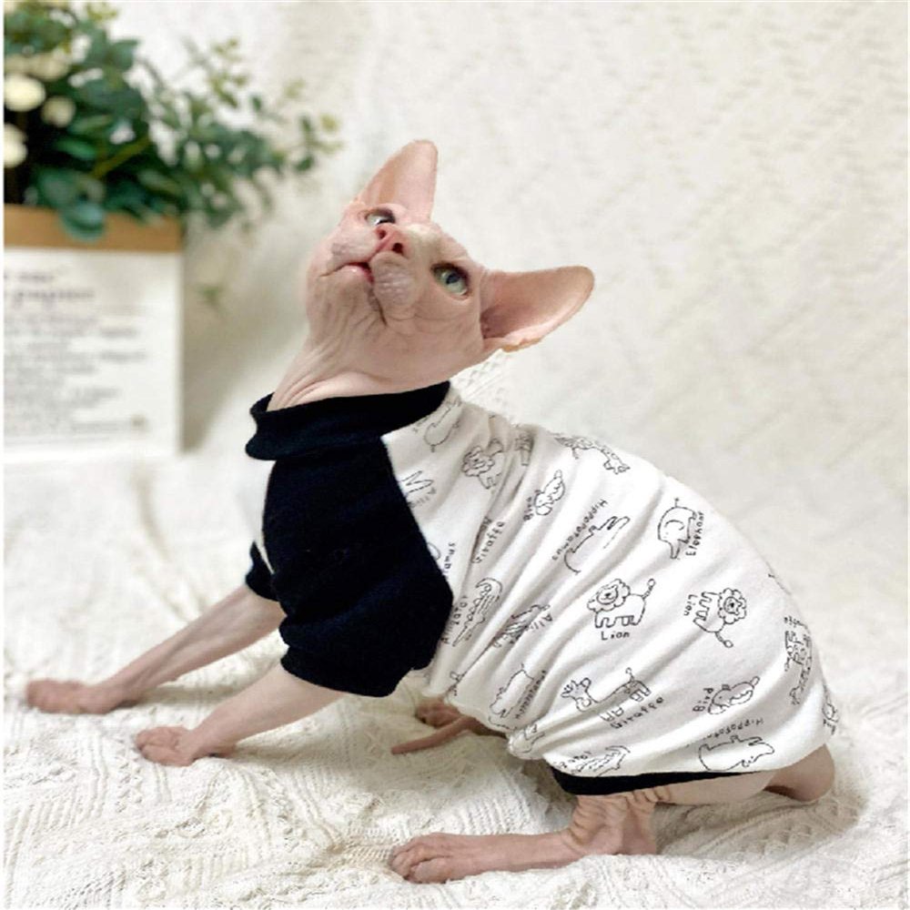 ZHIHAN Sphynx Cat Clothing, Cotton T-Shirt, Color 1, M