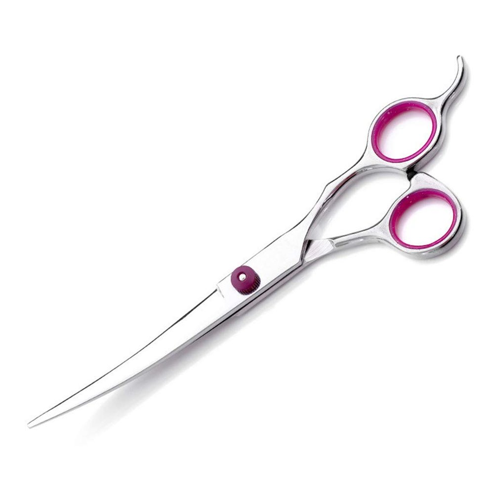 Pet Grooming Scissors Kit, 7.0-Inch Professional Stainless Steel Scissors for Dogs and Cats, Straight, Thinning and Curved, Purple