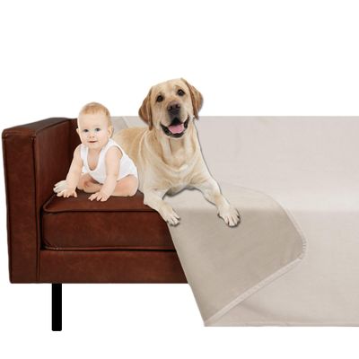Ameritex Reversible Pet Blanket, 100% Waterproof Velvet, Super Soft, for Sofa and Bed, 173 x 203 cm, Cream and Beige
