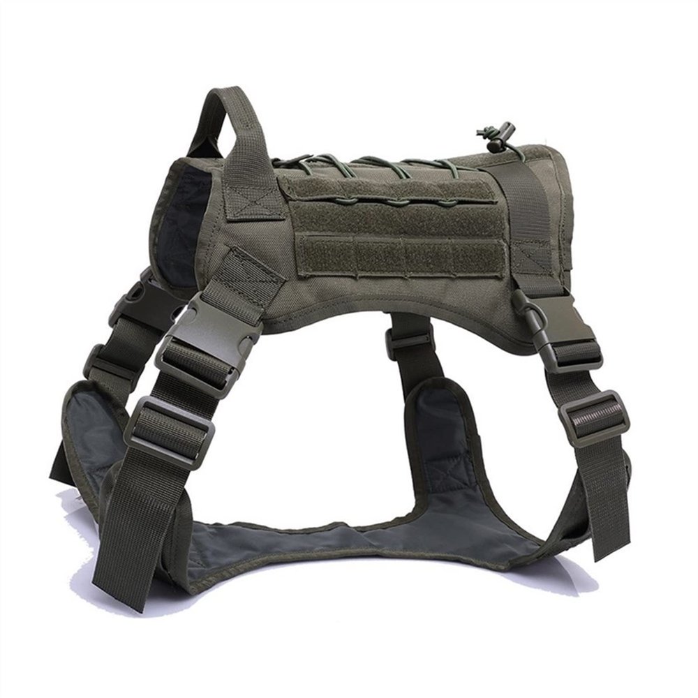 Homeilteds 1000D Nylon Tactical Dog Harness Vest, Army Green, Size L