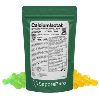 Saporepuro Calcium Lactate Powder, 250 g – Ideal for Molecular Spherification