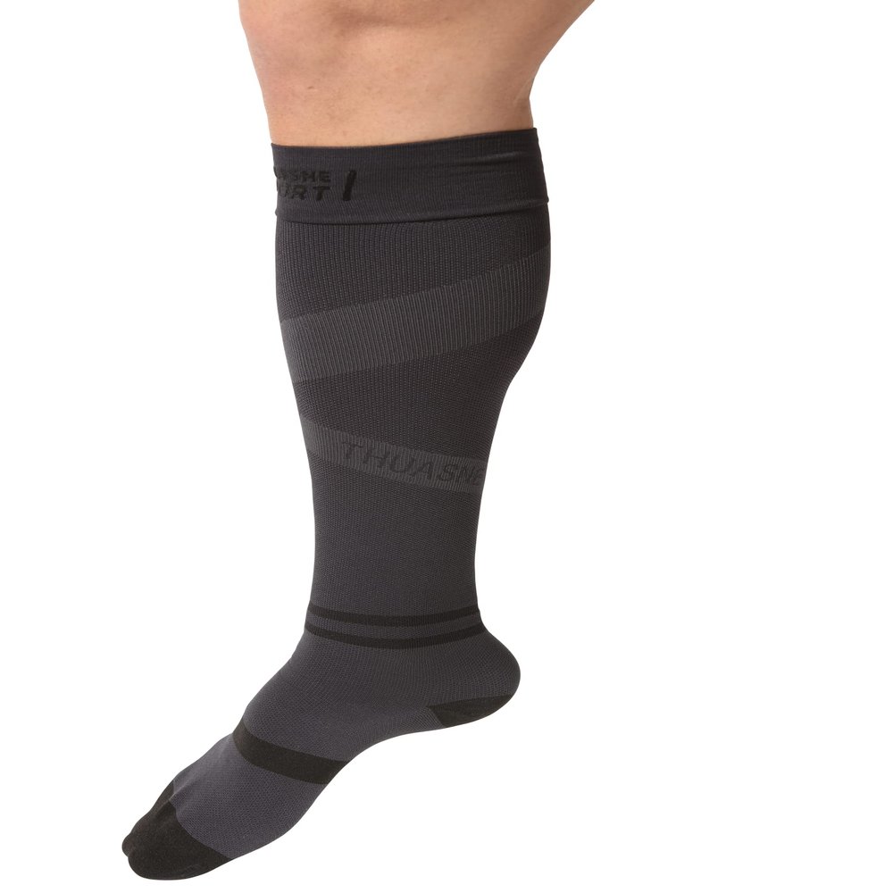 Thuasne UP Recovery Long Socks - Graduated Compression from Ankle to Calf - Black, 43-46, S, Long
