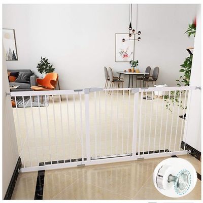 DZDZXQG Baby Gate for Stair Railings, Extra-Wide Pet Gate, Self-Closing, No-Drill, White, 130–137 cm