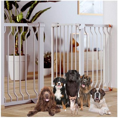 DZDZXQG No-Drill Pet Fence and Baby Gate for Stairs, Extra-Wide, Dual Lock, Self-Closing, White, 181–188 cm