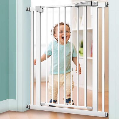 DZDZXQG Extra-Tall Pressure-Fit Dog Safety Gate | Baby and Stair Gate | 80 cm Extra High | Unique 90° Two-Way Door with Hold-Open and Automatic Closing Function (White)