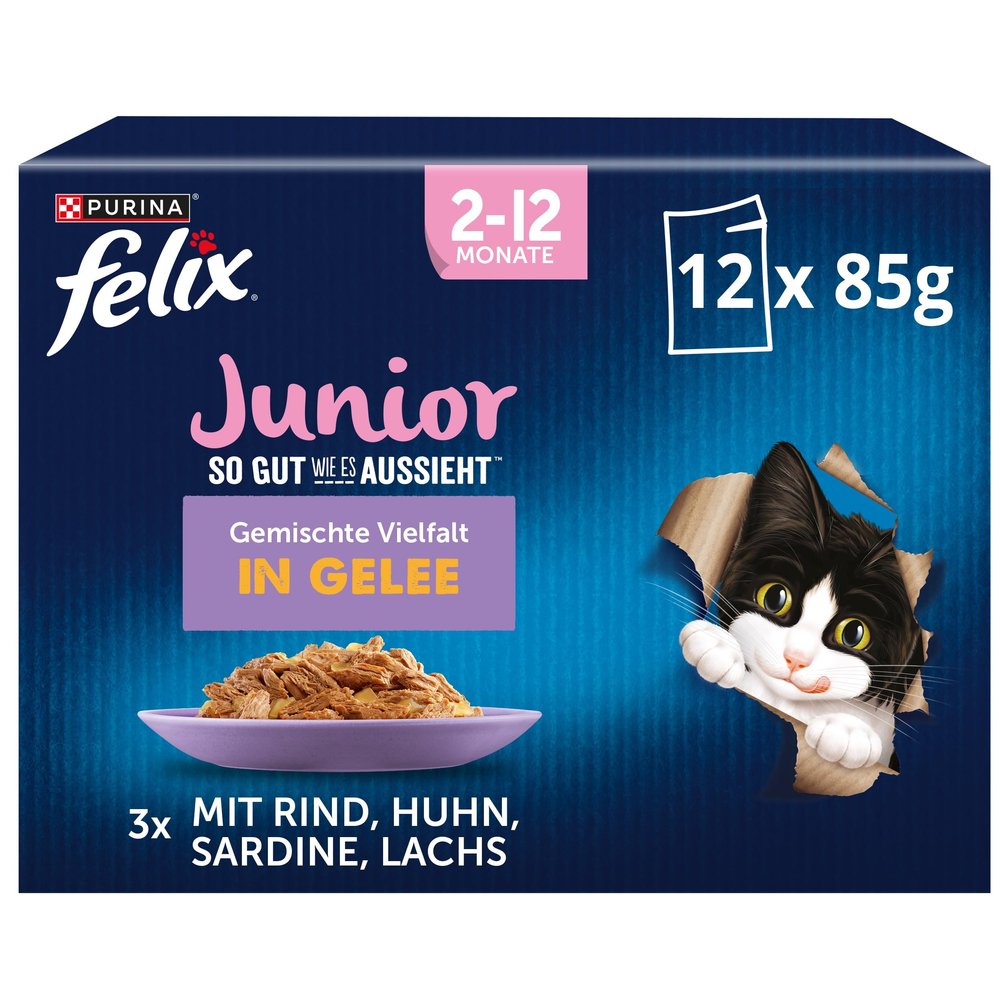 FELIX As Good As It Looks Junior Wet Cat Food, 72-Pack (6 x 12 x 85 g)